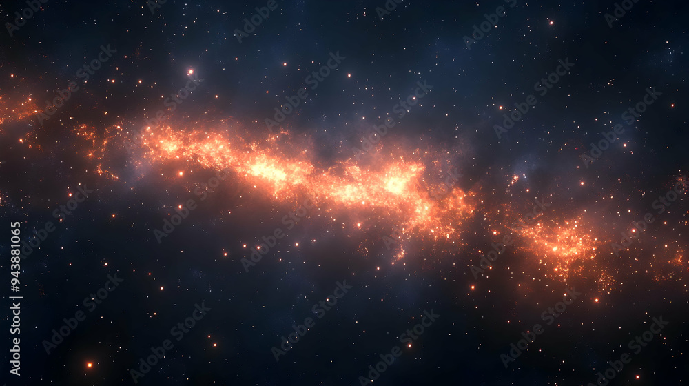 Cosmic Nebula with Glowing Stars in Dark Space. Cosmic Nebula with Glowing Stars in Dark Space.