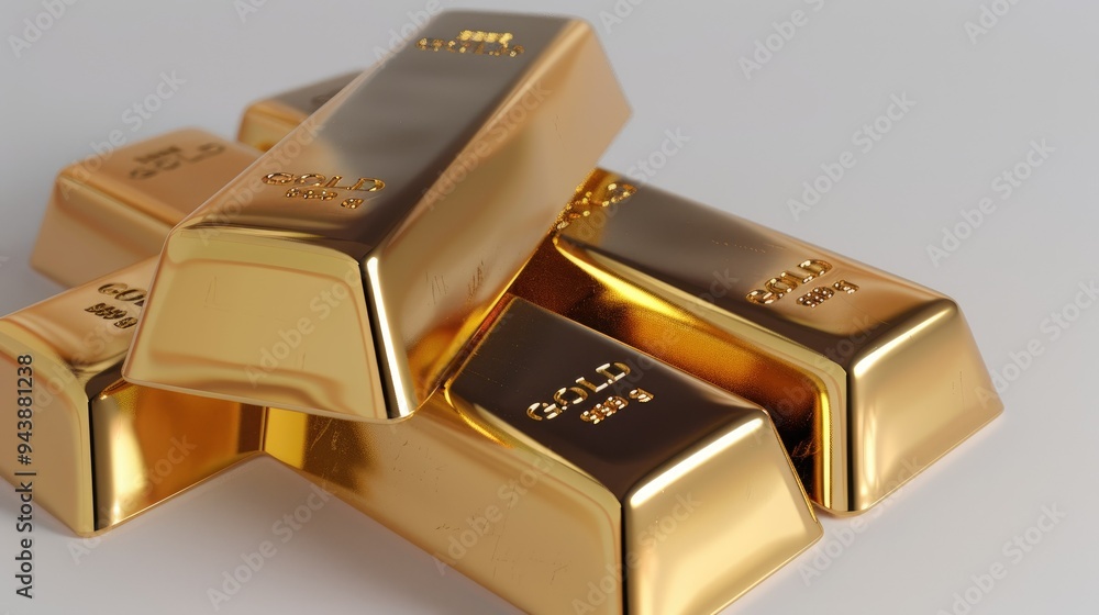 Stack of Shiny Gold Bars with Stack of Shiny Gold Bars with