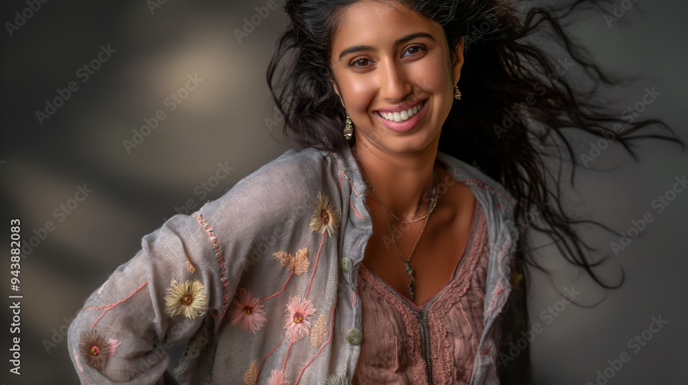 Aspiring Indian Model in Designer Shirt and Blue Jeans Smiling for Professional Studio Portfolio Shoot Aspiring Indian Model in Designer Shirt and Blue Jeans Smiling for Professional Studio Portfolio Shoot