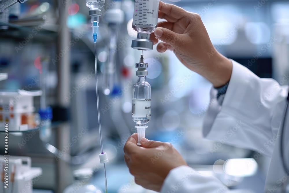 A person is holding a syringe and a bottle of medicine A person is holding a syringe and a bottle of medicine