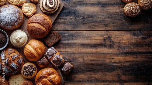 Freshly Baked Goods on Rustic Wooden Table