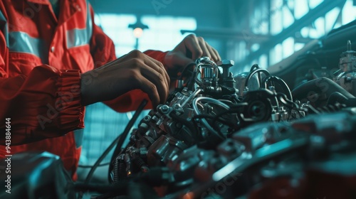 The Mechanic's Hands at Work photo