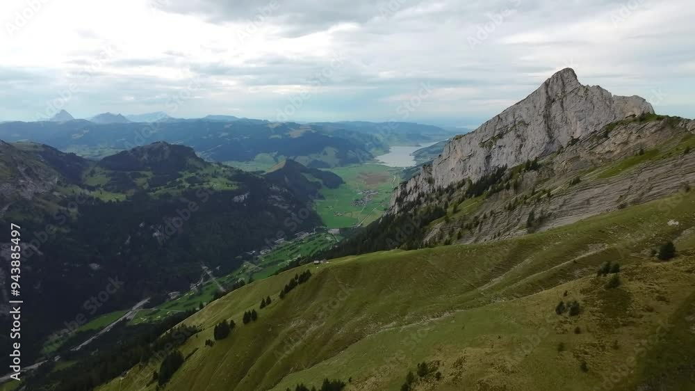 Drone Aerial Flight Over Switzerland Mountain Drone Aerial Flight Over Switzerland Mountain