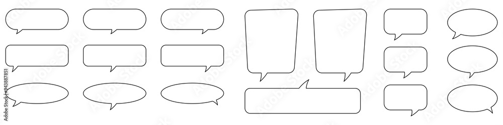 Collection of line speech bubble, speech balloon, chat bubble. Collection of line speech bubble, speech balloon, chat bubble.