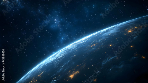 Earth from space with glowi...