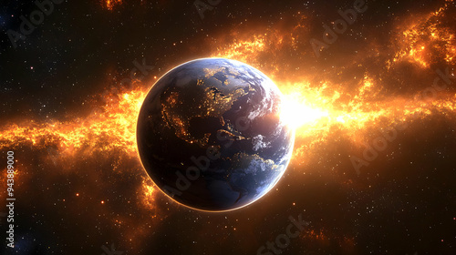 Earth glowing in a blazing ...