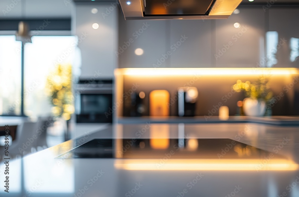 Modern Kitchen Countertop with Glass Stovetop Modern Kitchen Countertop with Glass Stovetop