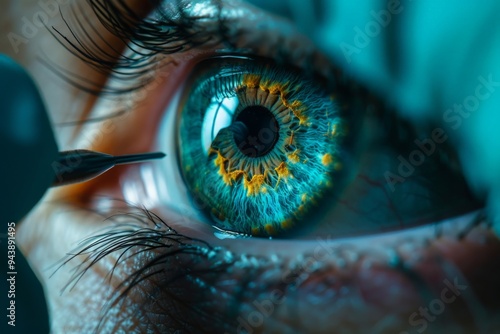 Close-up image of a surgeons hands performing eye surgery on a patient