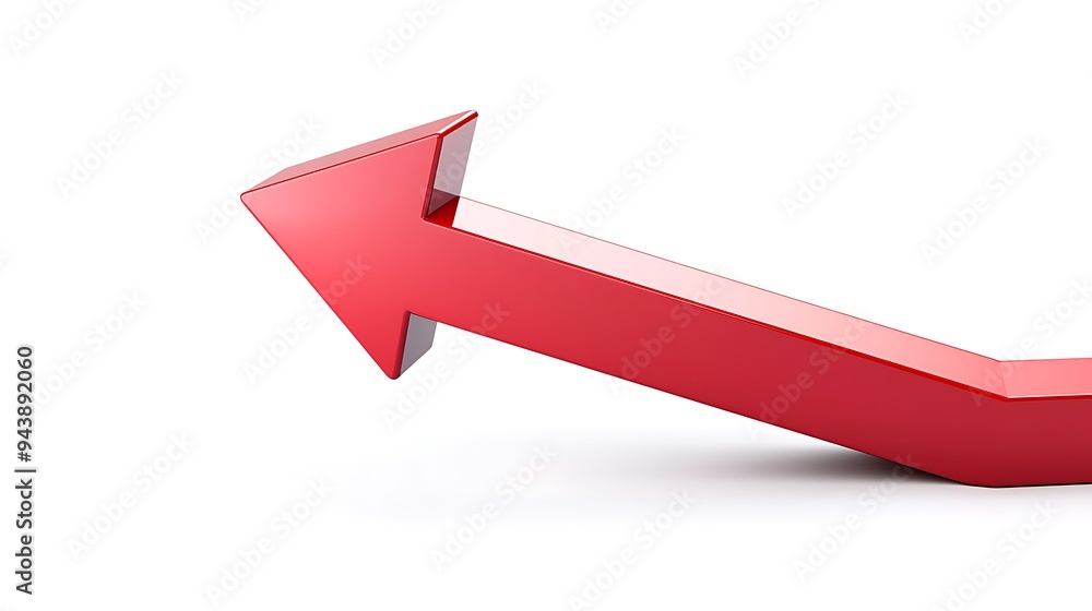 Graphic with rising arrow representing progress and creative achievement in business Isolated on white background