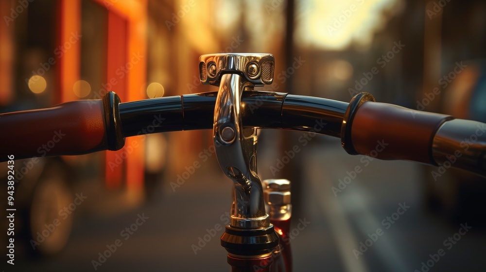 A photo of a detailed shot of a bicycles handle