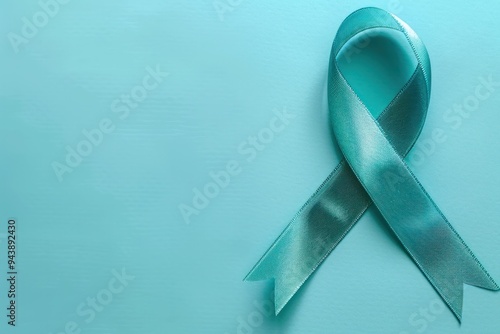 A ribbon with a blue ribbon is on a blue background