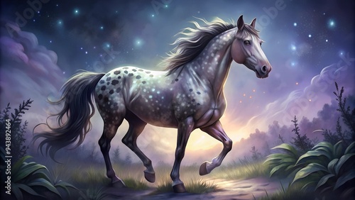 Crazy appaloosa horse vector illustration art.