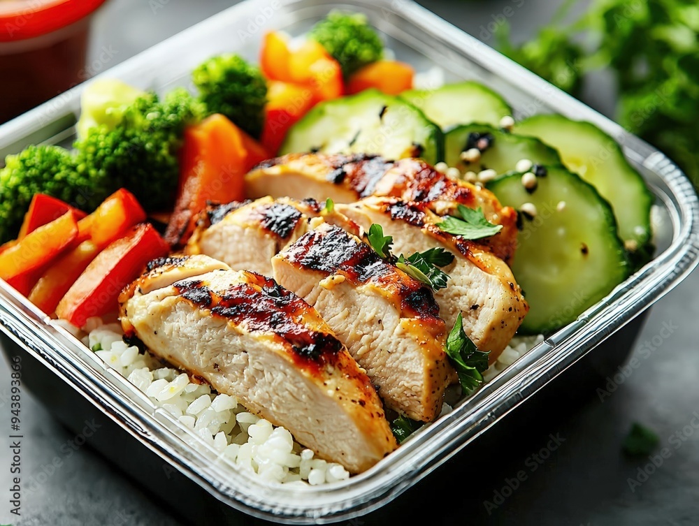 Delicious grilled chicken served with fresh vegetables and rice, perfect for healthy meal prep and balanced diet. Delicious grilled chicken served with fresh vegetables and rice, perfect for healthy meal prep and balanced diet.