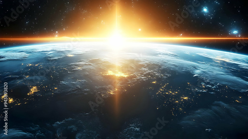 Earth with city lights at s...