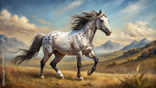 Crazy appaloosa horse vector illustration art.