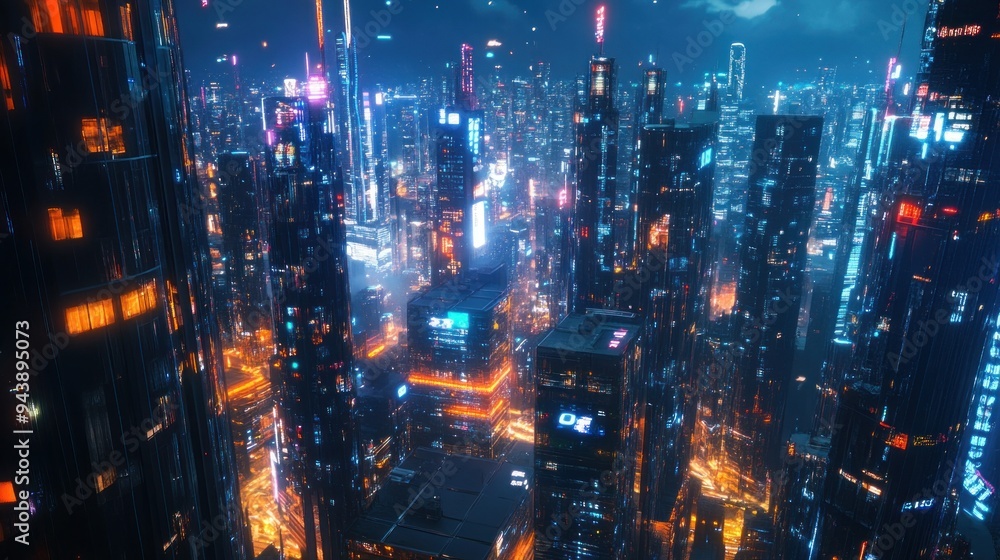 Futuristic Smart cyberpunk city future modern science technology background wallpaper AI generated image Futuristic Smart cyberpunk city future modern science technology background wallpaper AI generated image