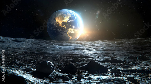 Earthrise over the Moon's s...