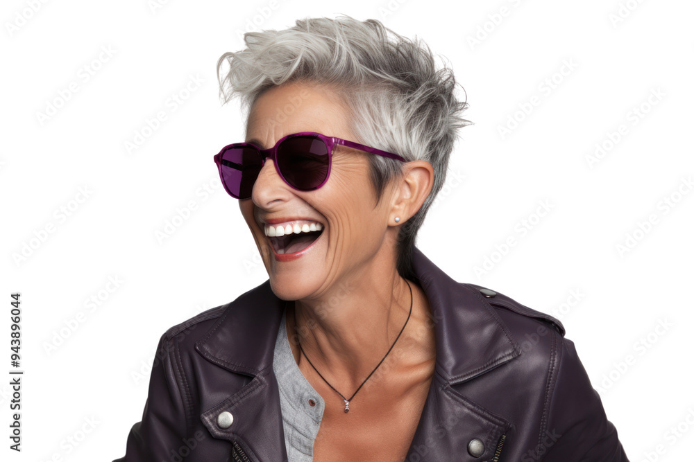 Close-up portrait of middle-aged woman with warm smile isolated on white background. Close-up portrait of middle-aged woman with warm smile isolated on white background.