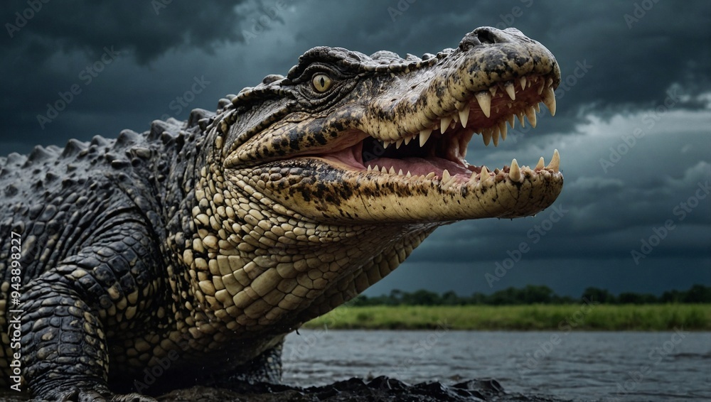 Fototapeta premium crocodile in the water