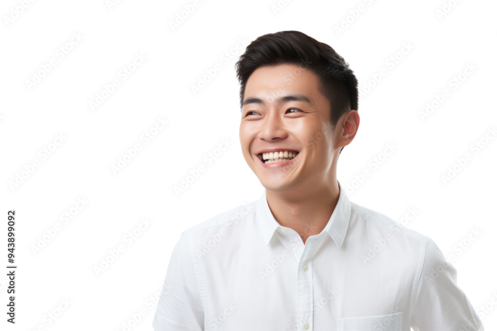 Cheerful and handsome Chinese man inspiring, isolated on white background. Cheerful and handsome Chinese man inspiring, isolated on white background.