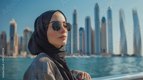 A Woman in Dubai Cityscape