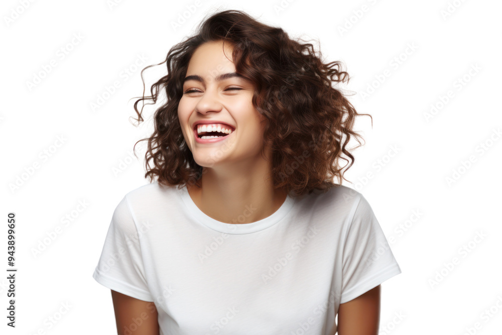 A simple photo of a carefree young woman laughing.