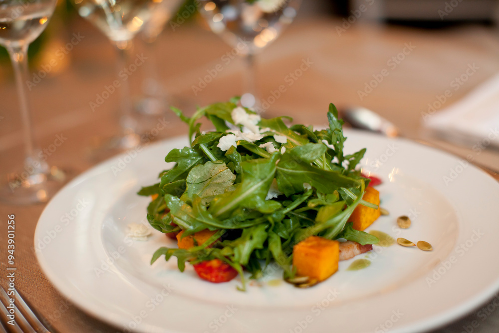 Close-up of Arugula Salad on Plate Close-up of Arugula Salad on Plate