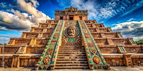 Aztec Revival: Ornate, historical, cultural fusion, pre-Columbian influences, modern interpretation. photo