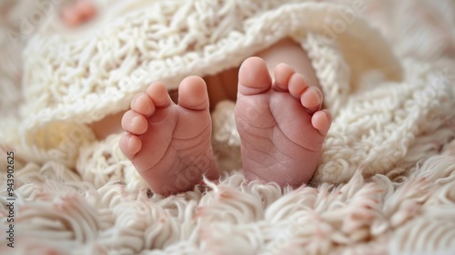 Babyâ€™s feet with tiny toes, wriggling in delight