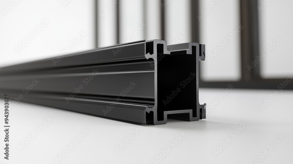 Obraz premium Aluminum profile frames double glazing isolated on white background. PVC metal silver color windows and doors detail cross section. 3D illustration. aluminium protruded profile for windows and doors