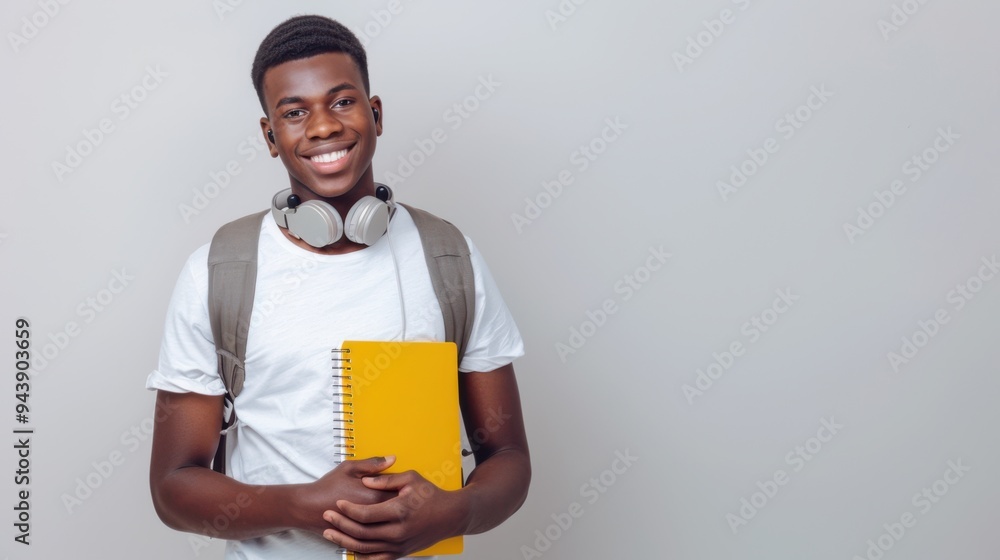The smiling student with notebook The smiling student with notebook