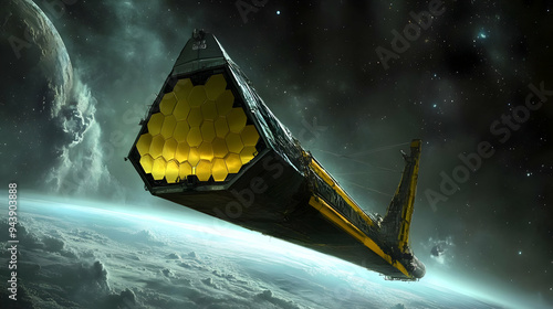 Futuristic spaceship with a...
