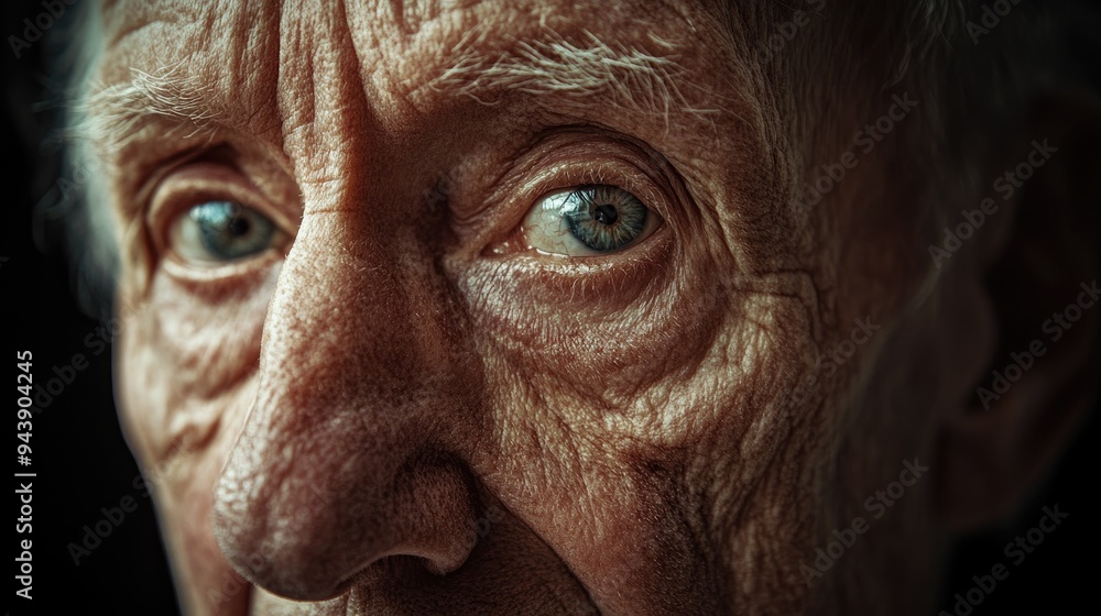 Portrait of an elderly face, deep wrinkles and soft eyes expressing wisdom, captured with natural, gentle lighting to emphasize emotion. Portrait of an elderly face, deep wrinkles and soft eyes expressing wisdom, captured with natural, gentle lighting to emphasize emotion.