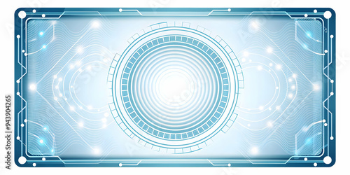 Flat Abstract tech spiral border with central copy space concept as A border frame featuring an abstract tech spiral design that frames a central copy space. The spiral symbolizes the evolution and co photo