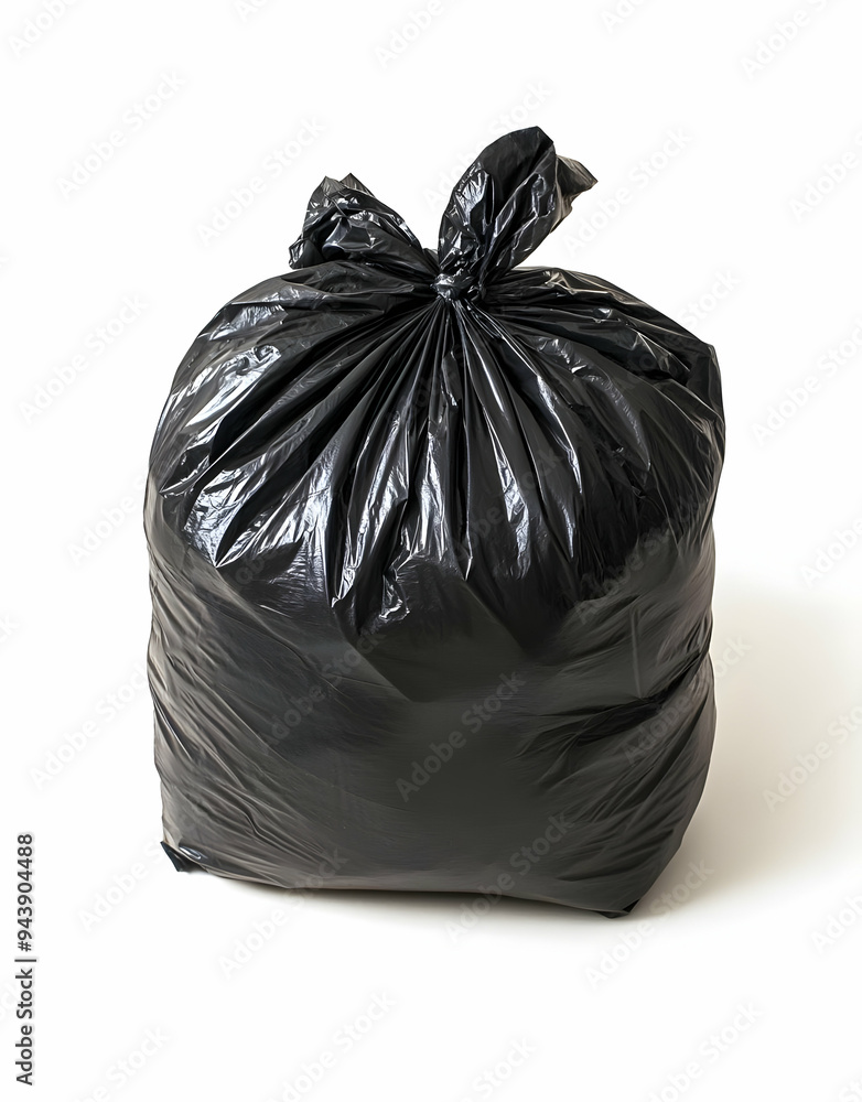 A black garbage bag tied securely, symbolizing waste management and cleanliness in urban environments. A black garbage bag tied securely, symbolizing waste management and cleanliness in urban environments.