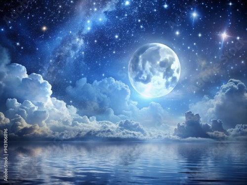 Celestial Slumber: Moonlit, ethereal, dreamlike, silvery, soft, cosmic photo