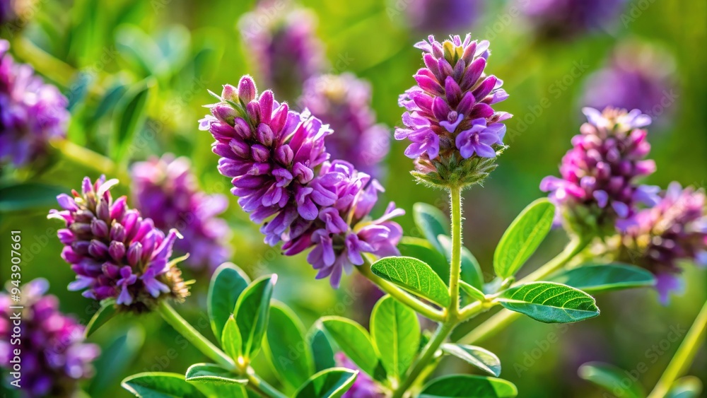 A close-up of the licorice plant's delicate purple flowers and distinctive circular leaves with soft focus background, showcasing its natural beauty and medicinal properties. A close-up of the licorice plant's delicate purple flowers and distinctive circular leaves with soft focus background, showcasing its natural beauty and medicinal properties.