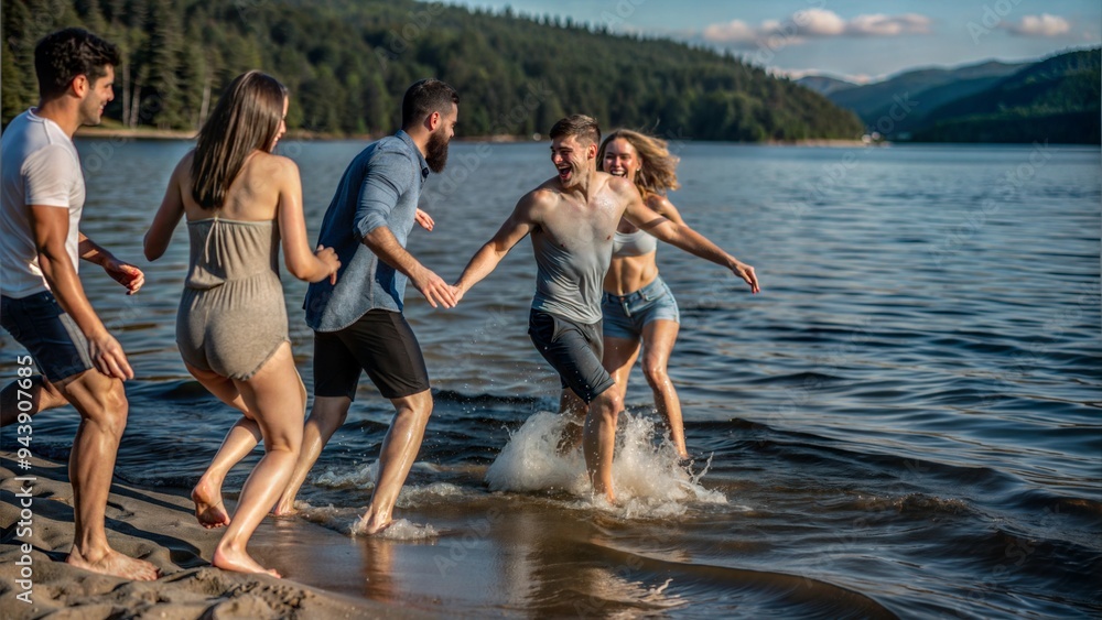 Obraz premium group of people on the beach