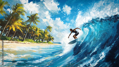 Epic Surfing Adventure - Riding the Waves in a Tropical Paradise