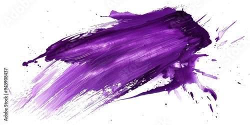 A vibrant splash of purple paint creates an expressive abstract design on a white background