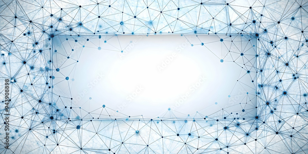 3D Digital mesh border with data nodes and copy space concept as A border frame featuring a digital mesh pattern with interconnected data nodes creating a modern tech inspired look. The central copy s 3D Digital mesh border with data nodes and copy space concept as A border frame featuring a digital mesh pattern with interconnected data nodes creating a modern tech inspired look. The central copy s