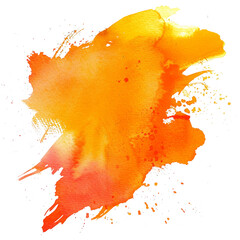 Vibrant orange watercolor splash with soft edges and dynamic texture on a white background