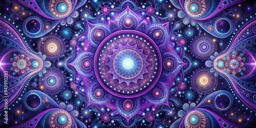 Cosmic Tapestry: Intricate, Harmonious, Purple, Fractal, Intergalactic Journey