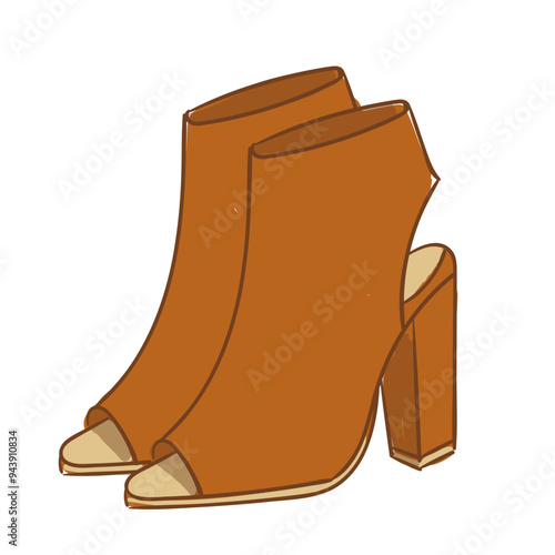 Nude Leather Peep Toe Vintage Boots