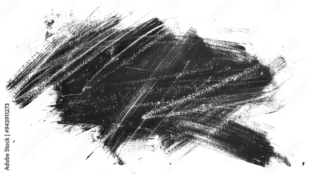 Artistic black chalk mark on white paper highlighting creative expression and texture Artistic black chalk mark on white paper highlighting creative expression and texture