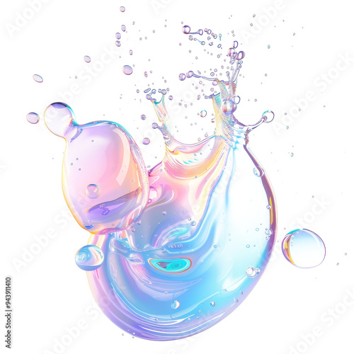 Colourful water splash with bubbles creating a mesmerizing effect in bright light conditions