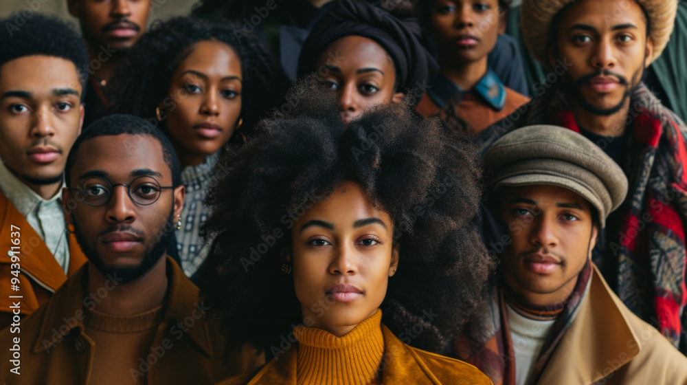A group of people is standing closely next to each other and all are looking directly at the camera for the photo A group of people is standing closely next to each other and all are looking directly at the camera for the photo