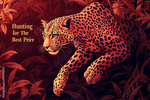 A high-contrast design showcasing a hunting leopard, highlighted with gold and deep brown tones, moving across a rich cherry-brown background. The banner includes the text 