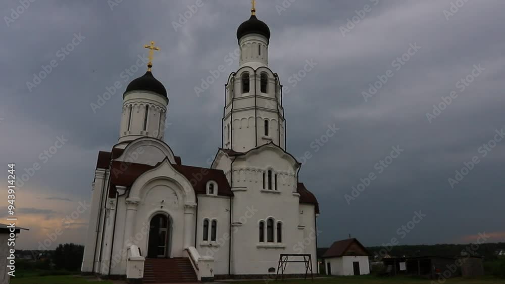 Facade and exterior Church of Vladimir the Equal-to-the-Apostles. Temple was built on the bank of the Miltyush River. Facade and exterior Church of Vladimir the Equal-to-the-Apostles. Temple was built on the bank of the Miltyush River.