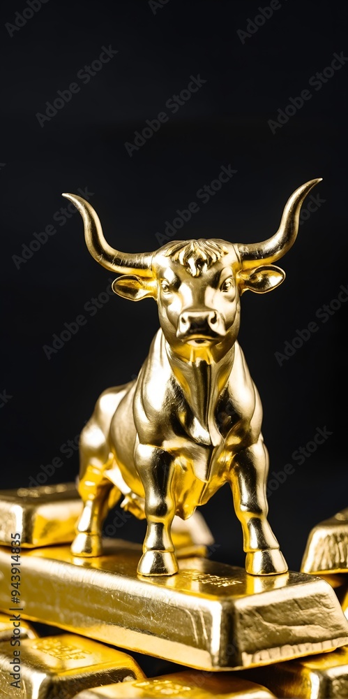 Bull and gold. Stock market, business. Economic power. Bull and gold. Stock market, business. Economic power.